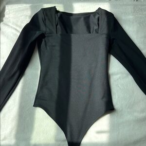 Black Square Neck Bodysuit